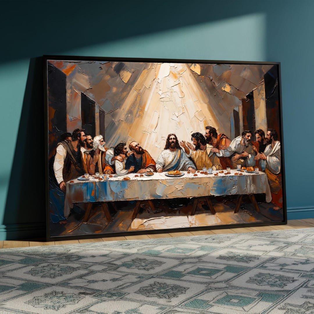 The Last Supper Canvas Wall Art, Jesus and Disciples Painting ...