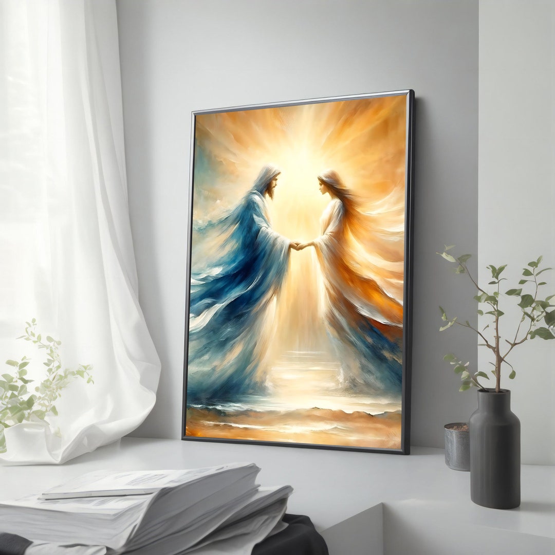 Jesus and Mary Magdalene Art Canvas Painting, Divine Love Wall Decor ...