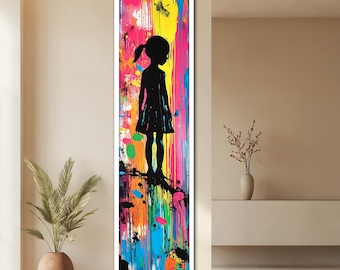 Colorful Street Art Canvas Painting, Graffiti Girl Art Print, Luxury Wall Art, Banksy Style Home Decor, Modern Pop Art, Perfect Gift