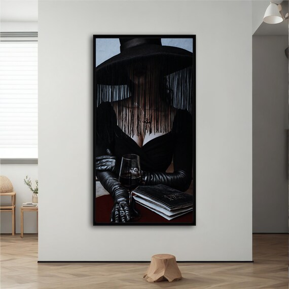 Sexy Woman Black Dress Canvas Painting - Elegant Mysterious Silhouette Wall  Art - Perfect Gift for Art Lovers - Etsy