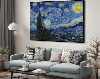 Starry Night Van Gogh Canvas Painting - Surrealistic Wall Art, Iconic Home Decor, Perfect Art Gift for Enthusiasts