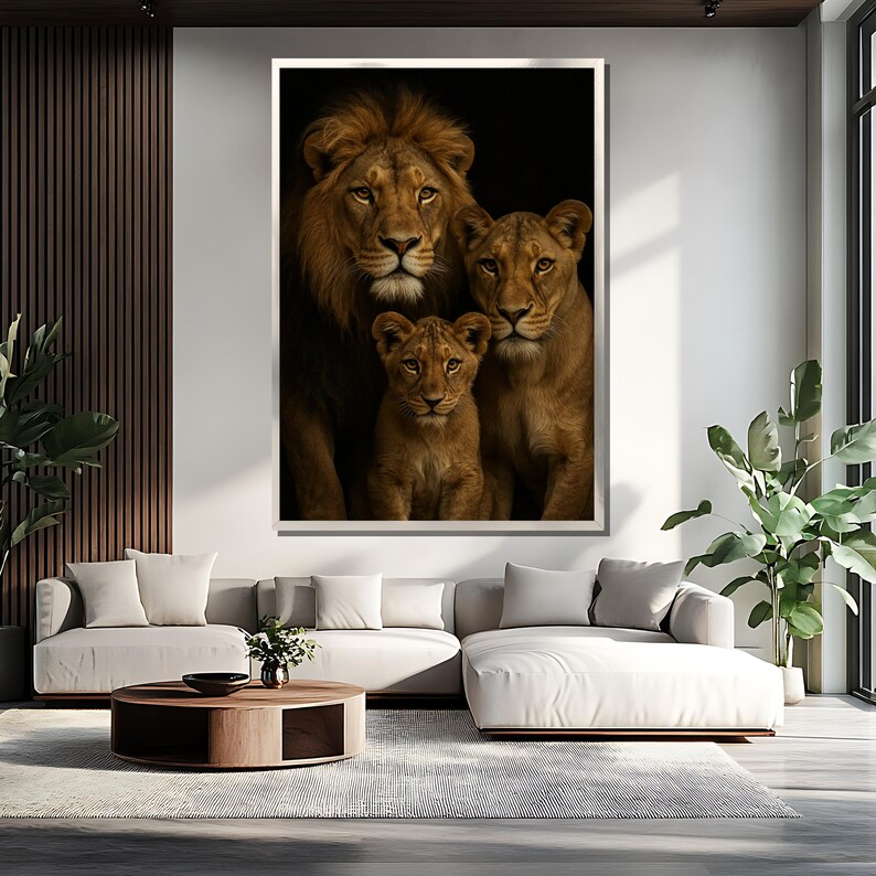 Lion Family Canvas Painting, African Wildlife Wall Decor, Majestic ...