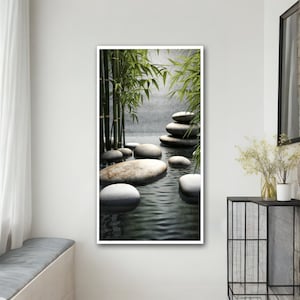 Wall Art Zen Garden Canvas, Relaxing Bamboo and Stones Decor, Calming ...