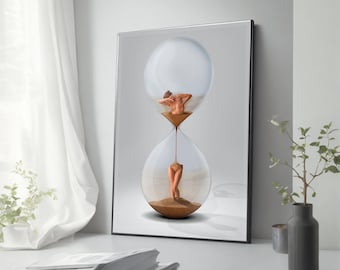 Surreal Hourglass Canvas Painting - Time Themed Wall Art, Unique Decor, Perfect Thoughtful Gift
