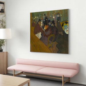 Canvas Painting &quot;At the Moulin Rouge&quot; - Henri de Toulouse Lautrec Wall Art Print, Framed Home Decor, Famous Art Print, Housewarming Gift