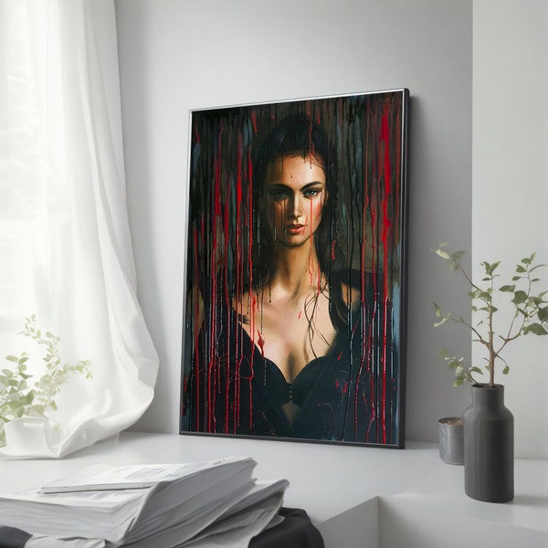 Woman with Sexy Body Painting - Sensual Beauty Art Print Canvas, Chic Wall Decor, Unique Gift for Her