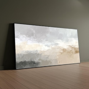 Neutral Abstract Landscape Canvas, Modern Wall Art, Beige Gray Paintings, Contemporary Home Decor, Large Ready to Hang Artwork