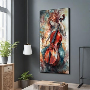Woman Playing Cello Wall Decor - Elegant Canvas Print for Music Enthusiasts, Perfect Gift for Musicians