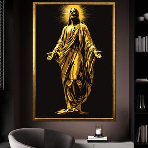 Jesus Christ Canvas Painting, Religious Wall Art, Christian Home Decor, Modern Sacred Artwork, Faith Print, Spiritual Art Gift