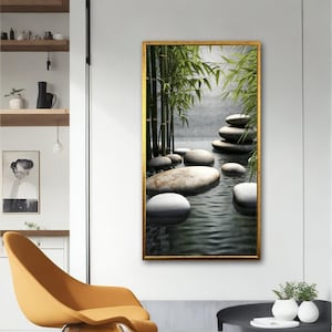 Wall Art Zen Garden Canvas, Relaxing Bamboo and Stones Decor, Calming ...