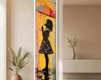 Colorful Street Art Canvas Painting, Graffiti Girl Artwork, Banksy Style Home Decor, Luxury Hallway Decor, Unique Gift for Art Lovers