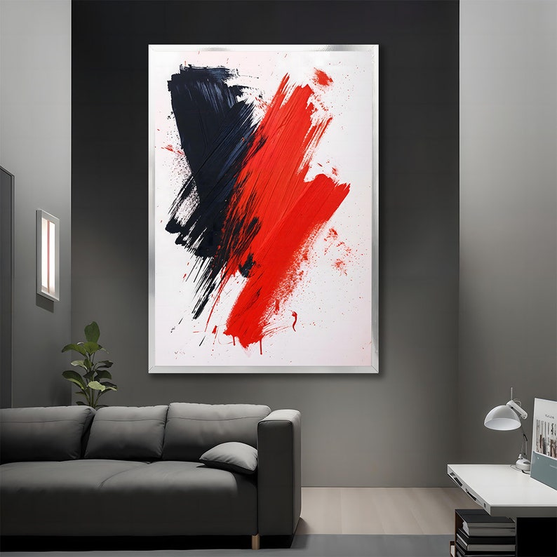 Curated visual reference: Striking Red And Black Abstract Canvas Art Photo Inspiration
