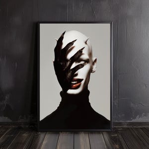creepy devil | satan poster, lucifer art print, demonic wall arts, horror art, occult print, creepy poster, devil art print, creepy wall art