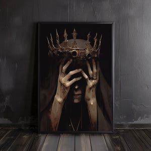 queen print | goth home decor, dark academia, vintage print, dark art, occult poster, gothic wall art, medieval, dark fantasy, queen poster
