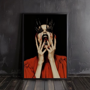 fearful scream | creepy print, horror art, occult prints, creepy poster, creepy art, scary poster, satan art, horror poster, horror wall art
