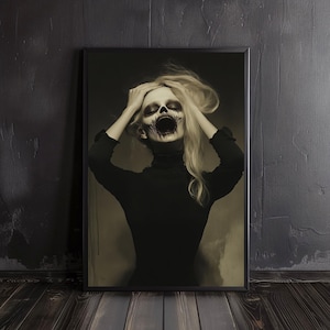 zombie girl | creepy art, horror poster, creepy wall art, zombie wall arts, horror wall decor, scary wall art, zombie poster, spooky prints