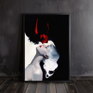 girl with devil | gothic wall art, gothic print, satanic art, devil poster, occult art prints, occult wall arts, satan poster, wiccan arts