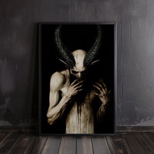 satan poster | devil art print, horror art, occult prints, creepy poster, horror wall arts, creepy prints, devil poster, satanic wall art