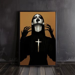 holy darkness | occult wall arts, horror art, occult prints, creepy poster, gothic home decor, gothic wall art, satan, devil, dark academia