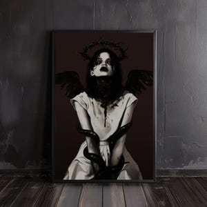 fallen angel | gothic art prints, horror poster, creepy wall arts, dark angel poster, gothic wall arts, horror print arts, satanic wall arts