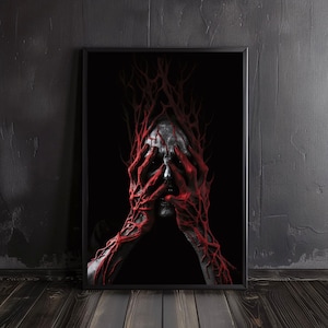 devil print | demon poster, horror art, occult prints, creepy poster, gothic home decor, gothic wall art, satan, pagan, dark academia, scary
