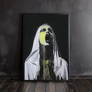 creepy nun poster | horror art print, occult prints, creepy poster, gothic home decor, gothic wall art, demonic arts, pagan horror wall arts