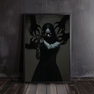 faith vs evil | occult wall arts, dark academia prints, horror art, occult prints, creepy poster, gothic home decor, spooky art, dark arts