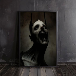 creepy monster | demon poster, horror art, occult prints, creepy poster, creepy art, scary poster, pagan art, horror poster, horror wall art