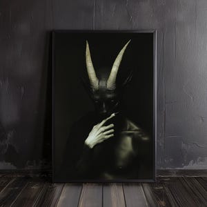 black devil | lucifer art print, jersey devil, satanic decor, horror print, creepy art, satanic art, devil poster, hell art, creepy wall art