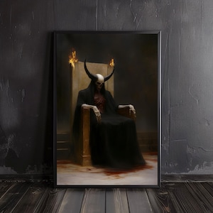 demon lord | devil poster, horror art, occult prints, creepy poster, gothic home decor, gothic wall art, satanic art prints, hell wall arts