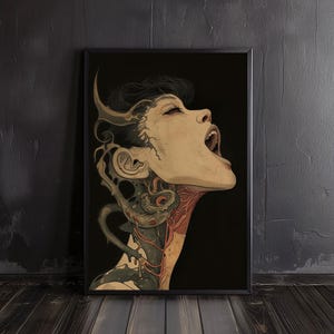 demonic girl | satanic art, creepy print, horror art, occult prints, creepy poster, creepy art, scary poster, succubus art, horror poster
