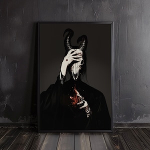 baphomet | occult wall arts, horror art, occult prints, creepy poster, satan art, devil, gothic home decor, gothic wall art, dark academia