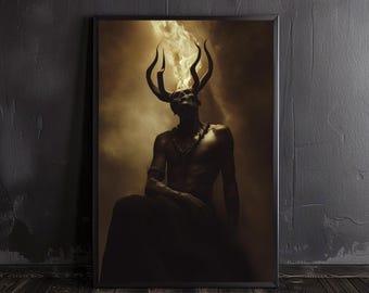 infernal demon | hell art print, satan poster, lucifer art print, demonic wall art, occult print, devil poster, pagan art print, devil print