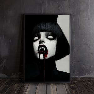 bloody vampiress | vampire poster, vampire art prints, horror art, gothic wall art, dark aesthetic, spooky art poster, vampire wall arts