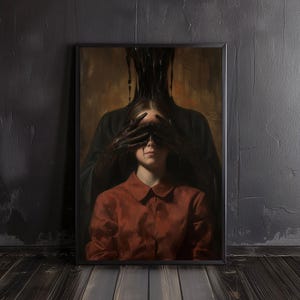 devil's embrace | satan poster, horror art, occult prints, creepy poster, gothic home decor, gothic wall art, demon, pagan, dark academia