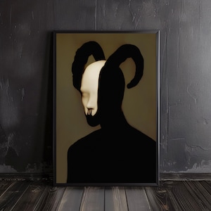 silent demon | satanic wall arts, devil poster, horror art, occult print, creepy poster, demon art print, gothic home decor, gothic wall art