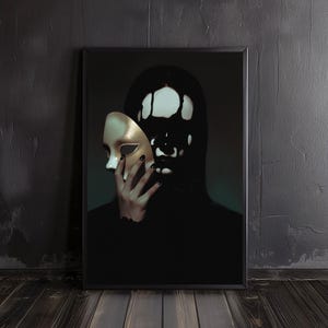 ghostly mask | gothic wall arts, creepy art print, gothic home decor, gothic poster, dark academia prints, victorian art print, gothic print