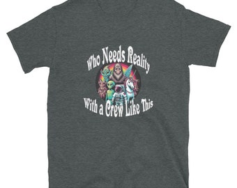 Funny Mythical Crew T-Shirt: Unicorn, Alien, Sasquatch, Dragon