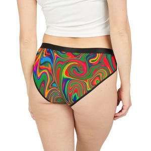 Psychedelic Trippy Colorful Women&#39;s Underwear, Vibrant Lingerie, Trendy Intimates, 1960&#39;s Vibe, Unique Gift, Everyday Comfort