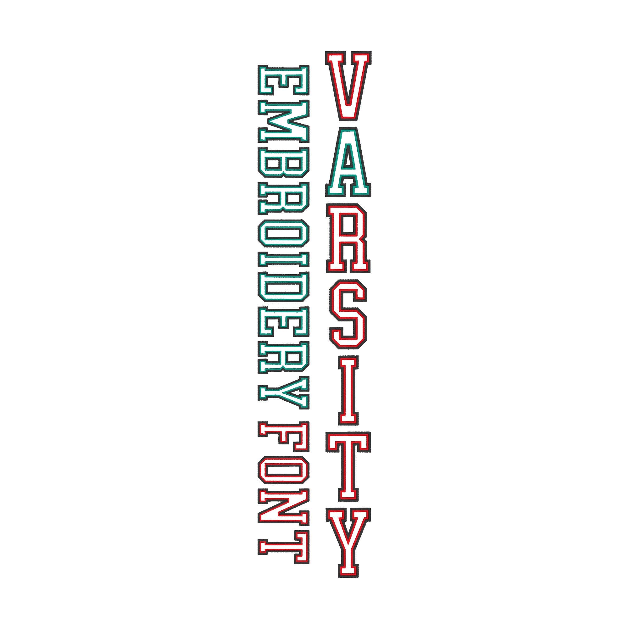 Varsity Sport Machine Embroidery Font Alphabet | 2 Color Font Bx | 7 ...