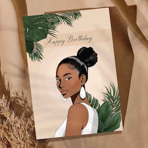 Cartões de aniversário afro-americanos, cartão de felicitações exclusivo de melanina, design personalizado feito à mão, filha, mãe, irmã, esposa, sentimental