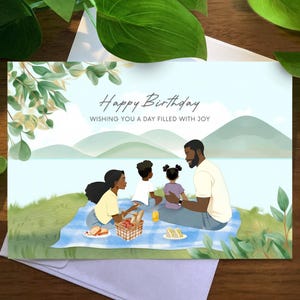 Tarjetas de cumpleaños afroamericanas, tarjeta de felicitación familiar única con melanina, diseños personalizados, tarjetas de felicitación hechas a mano y sentidas, sentimentales