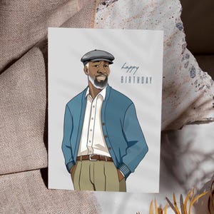 Tarjetas de cumpleaños afroamericanas para él, tarjeta de felicitación única con melanina para abuelo, diseños personalizados, padre sincero hecho a mano, sentimental