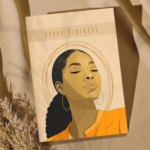 Tarjetas de cumpleaños afroamericanas, tarjeta de felicitación de melanina única, diseño personalizado hecho a mano, hija, madre, hermana, esposa, sentimental