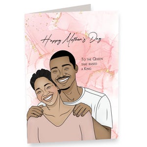 Afroamerikanische Muttertagskarten, einzigartige Melanin Mom Grußkarte, personalisierte Mom Designs, handgemachter herzlicher Muttertag, Mama und Sohn