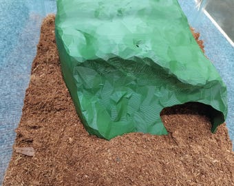 Ball Python-schuilplaats met thermometer/hygrometer - Reptielengrotdecor Green Burrow