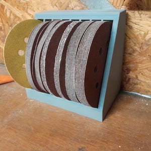 8-Tier Sandpaper Organizer | 5 inch | Garage Organization | Workbench Organizer Sander, Tools, Fathers Day Gift Sandpaper Disc Holder