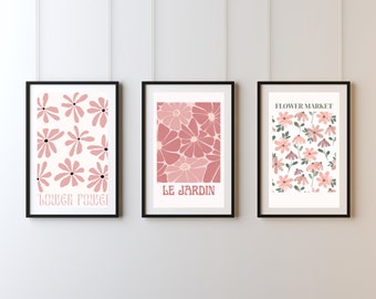 3er Set süße Blumen Kunstdrucke | Blumen Poster | digitaler Download