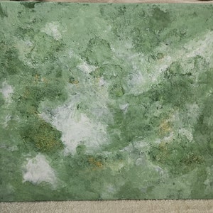 Original Abstraktes Acrylbild Tinkerbell mit Glitzer auf Leinwand 40x50 Abstrakte Kunst im schönen grün Leinwandkunst Malerei Bild 6