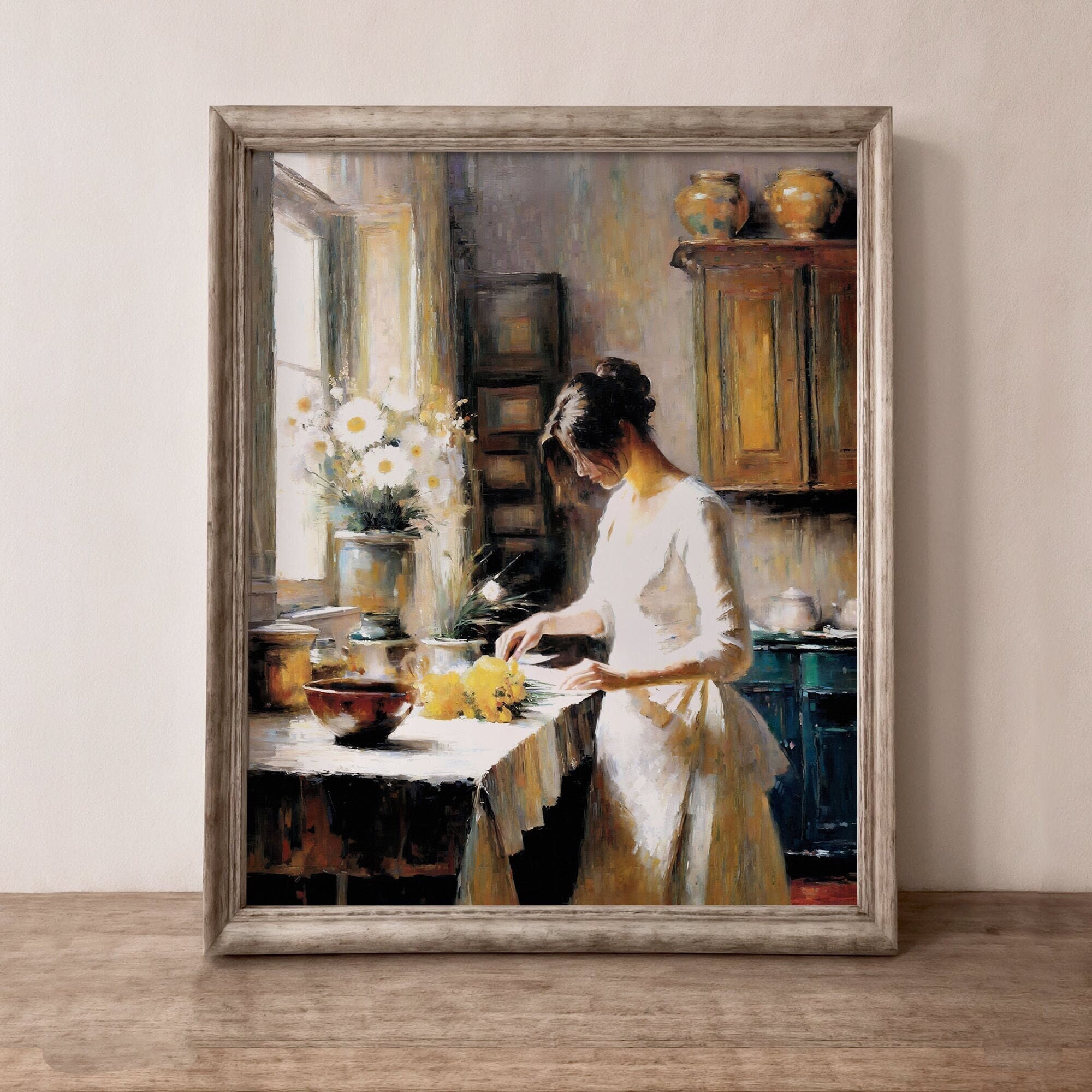 Rustic Kitchen Charm Oil Painting Style Digital Art Vintage Printable ...